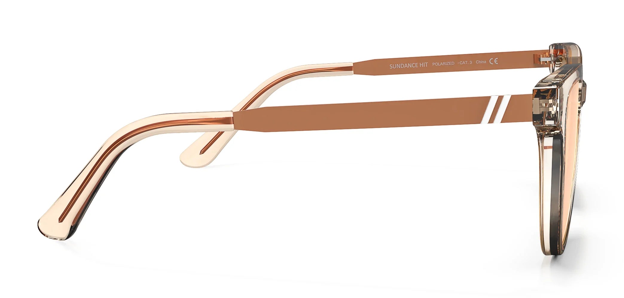 Sundance Hit Sunglasses - Subtle Cat Eye Gold Polarized Lenses With Peach Frames Sunglasses | $58 US | Blenders Eyewear