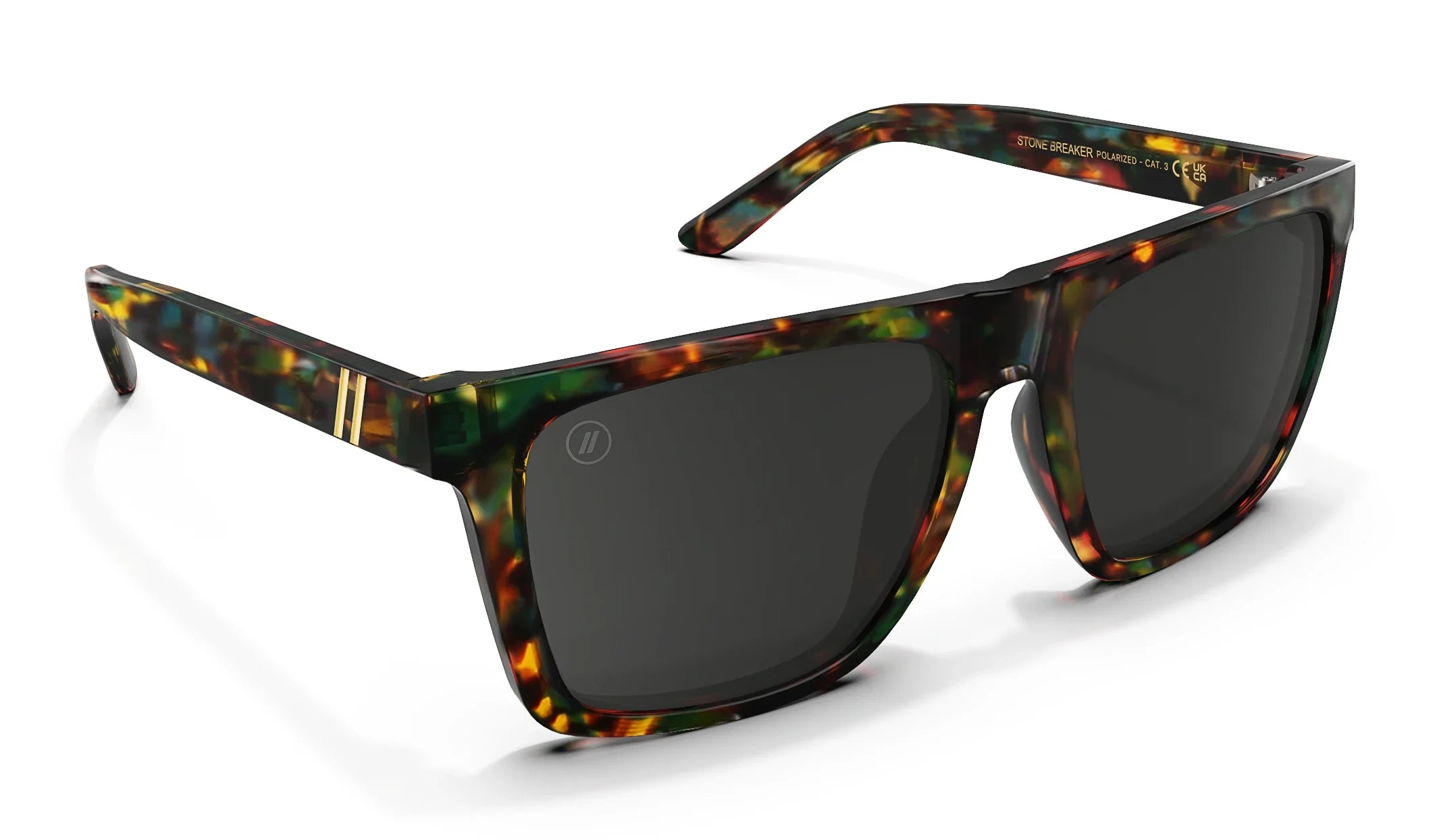 Stone Breaker Polarized Sunglasses - Green, Teal, Orange & Gold Tortoise Frame & Smoke Lens Sunglasses | $68 US | Blenders Eyewear