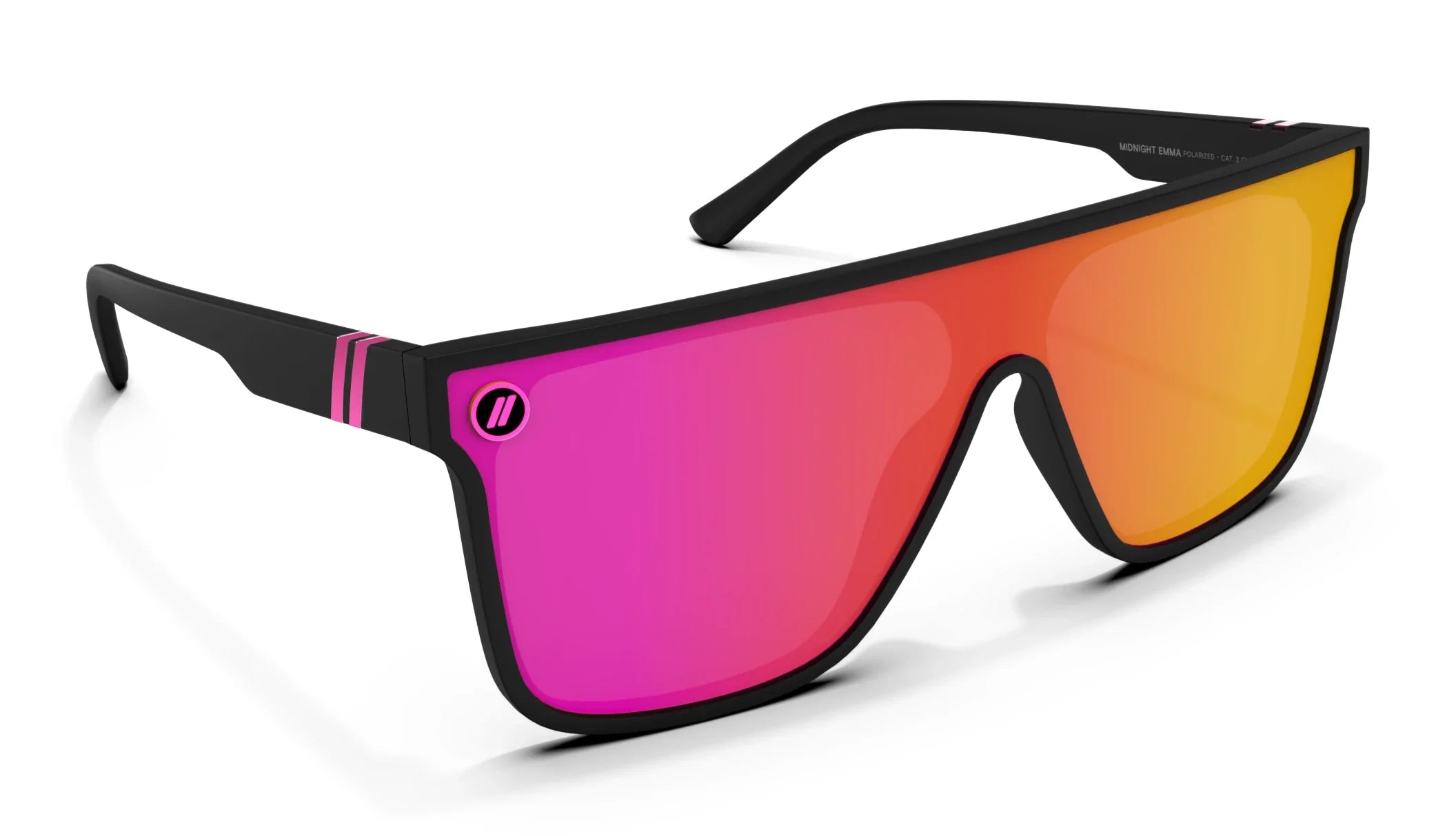 Midnight Emma Polarized Sunglasses - Hot Pink Shield Lens & Matte Black Frame Sunglasses | $58 US | Blenders Eyewear