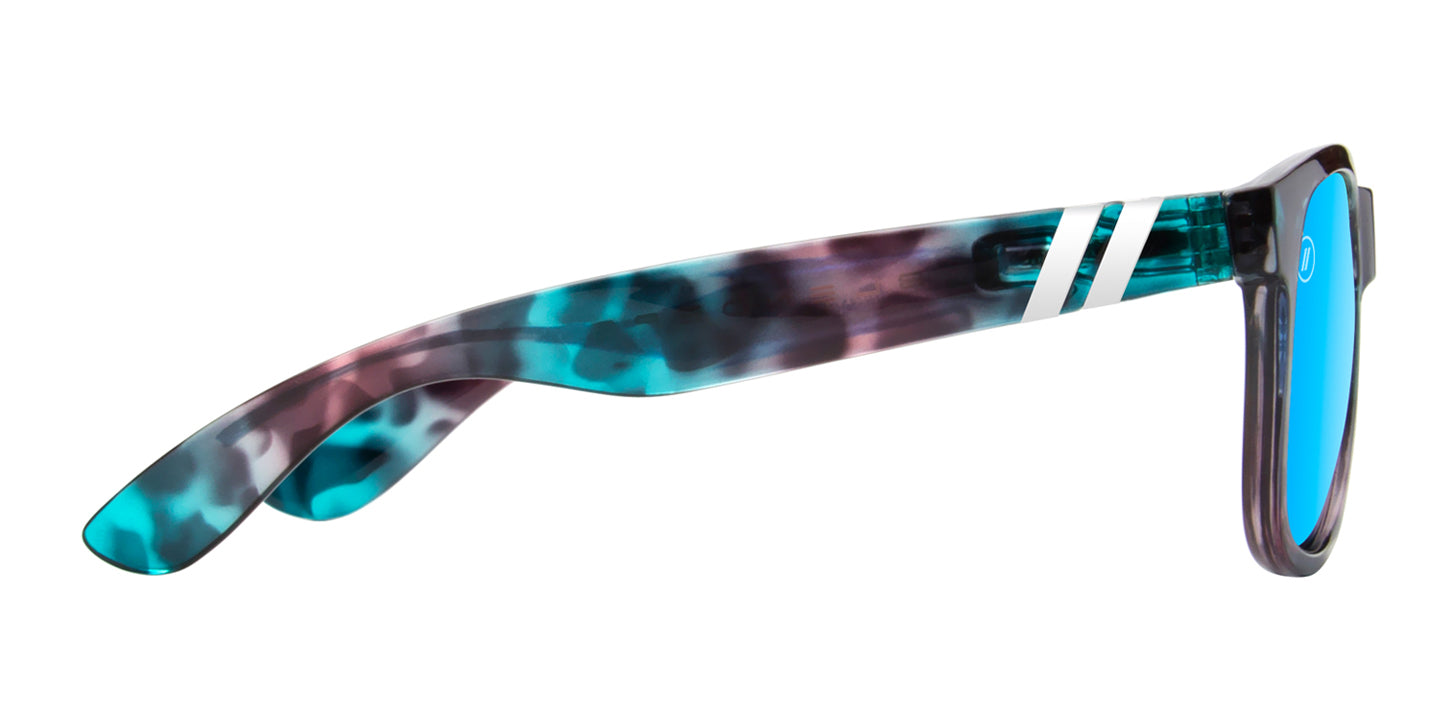 Psycho Cat Polarized Sunglasses - Blue & Tan Tortoise Frame with Blue Mirror Lens Sunglasses | $48 US | Blenders Eyewear